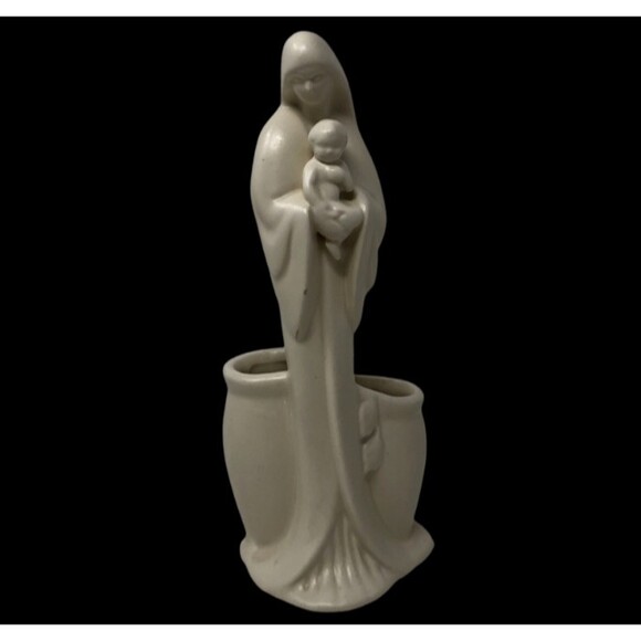 HAEGER Pottery Madona Baby Jesus Planter VTG 11" Tall Virgin Mary Religious USA - Picture 4 of 12